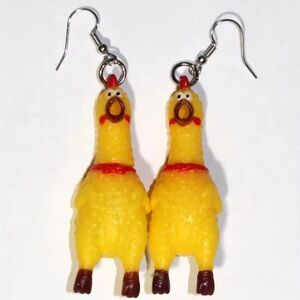 Yellow Chicken Funny Earrings